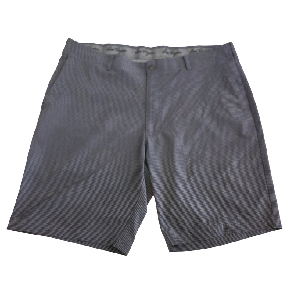 Ben Hogan Mens Golf Shorts Size 40 Charcoal Stripe Flat Front Casual Performance